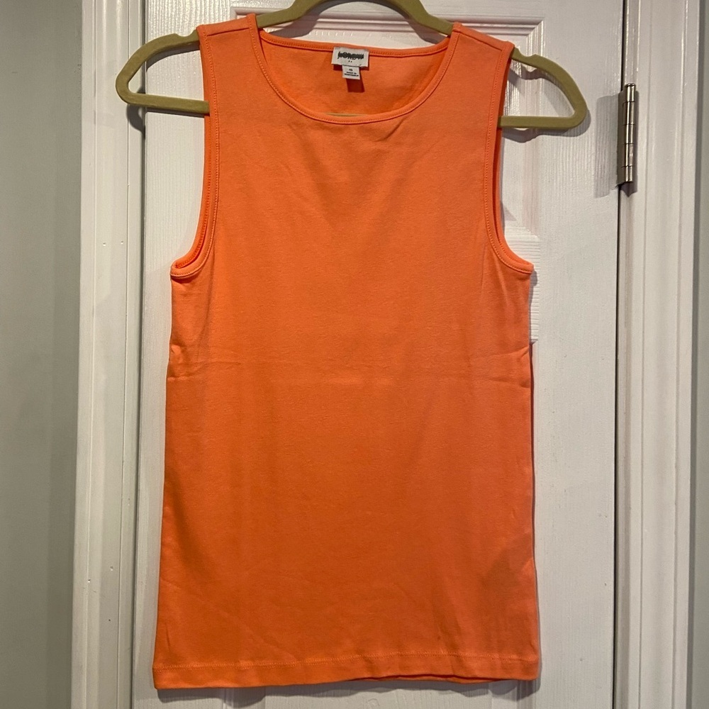 NWOT J. Crew Size S Mid Weight Round Neck Peach Knit Cotton Tank Top
